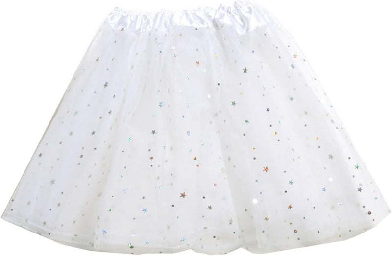 WINROLA Little Girls Stars Sequins Tutu Skirt Princess Ballet Dance Dress for 0-6 Y Sparkle Elastic 3 Layered Tulle Tutu Skirt - Image 1